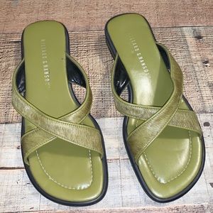 Hillard & Hanson | Vintage Green Block Sandals